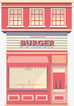 粉色快餐店粉红色路边汉堡店矢量图高清图片