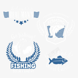 蓝白色钓鱼俱乐部素材