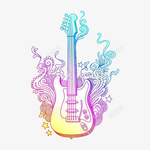 炫彩的吉他png免抠素材_新图网 https://ixintu.com 吉他 吉他手绘 吉他手绘画 好看的吉他 彩色吉他 手绘吉他作品 漂亮的吉他