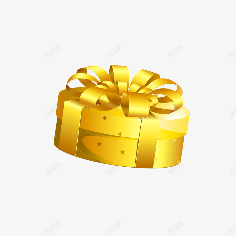 圣诞礼物png免抠素材_新图网 https://ixintu.com 惊喜 手绘 蛋糕盒 金色