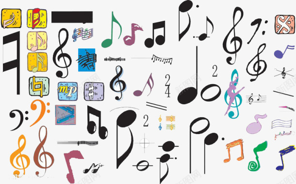 各类音符音乐图标集合图标