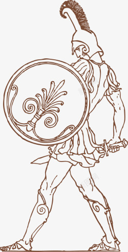 神像战士卡通希腊盾牌素材