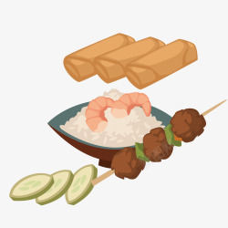 米饭配菜矢量图素材