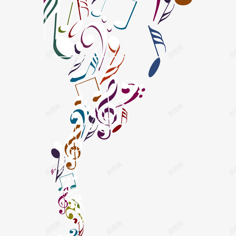 多彩创意音乐符号png免抠素材_新图网 https://ixintu.com 主旋律 创意符号设计 多彩 彩色 音乐旋律 音符 音符涂鸦 高清