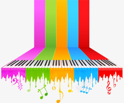 炫丽彩色卡通钢琴键盘彩虹钢琴装饰图案高清图片