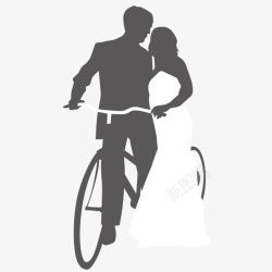推自行车新婚人物推车进场高清图片