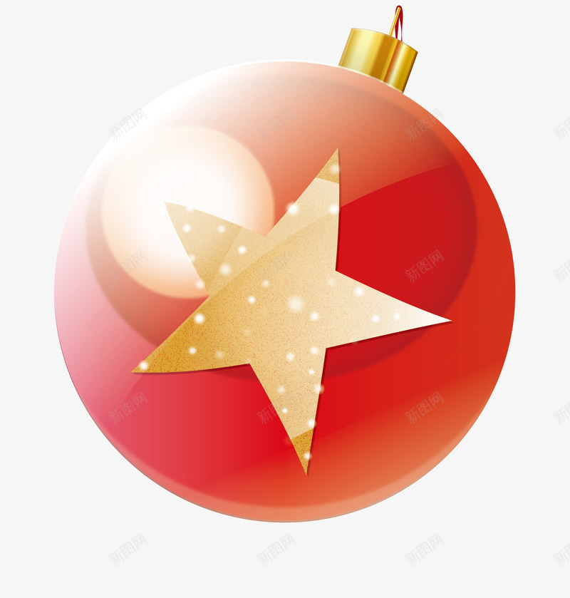 红色闪耀星星彩球png免抠素材_新图网 https://ixintu.com 冬季 圣诞球 圣诞节 星星图案 红色彩球 节日挂件 装饰图案