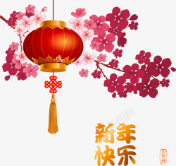 桃花中国结新年快乐高清图片