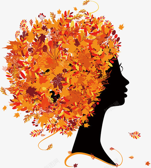 黄色树叶头发抽象女性头像png免抠素材_新图网 https://ixintu.com 头像 头发 女性 抽象 树叶 黄色