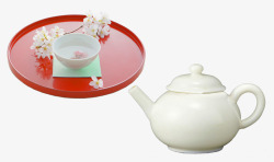 简单白瓷茶壶陶具素材
