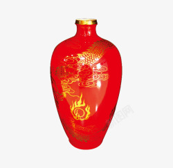 红色结婚用品花瓶二素材