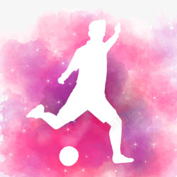 水彩世界杯水彩足球运动员踢球主题高清图片