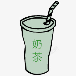 手绘奶茶插画素材