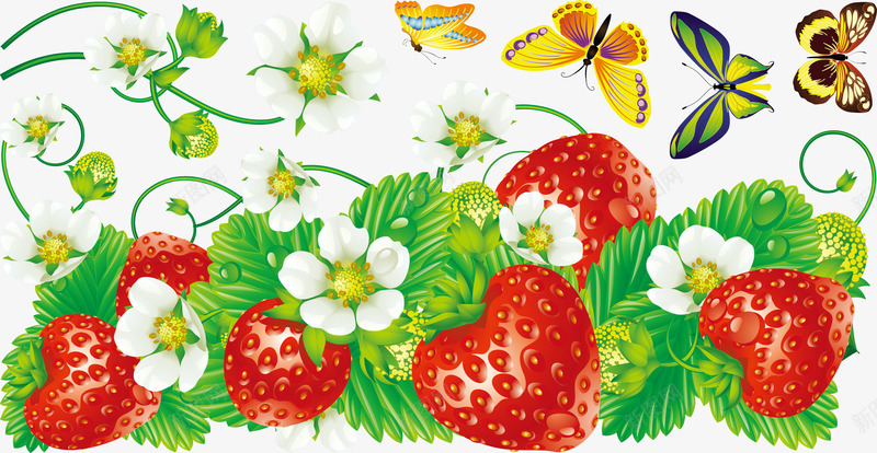 草莓装饰墙贴png免抠素材_新图网 https://ixintu.com 卡通墙贴 草莓 装饰 逼真