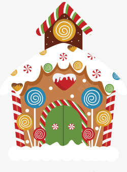 巧克力屋圣诞节手绘卡通棒棒糖房屋高清图片