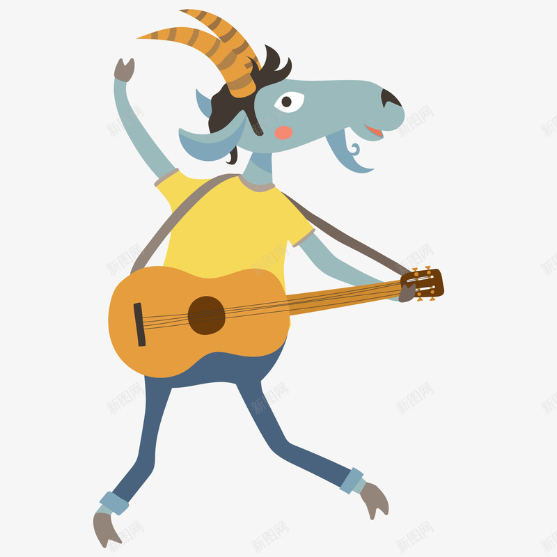 弹吉他的山羊矢量图ai免抠素材_新图网 https://ixintu.com 乐器 卡通 山羊 弹吉他 演奏 表演 矢量图
