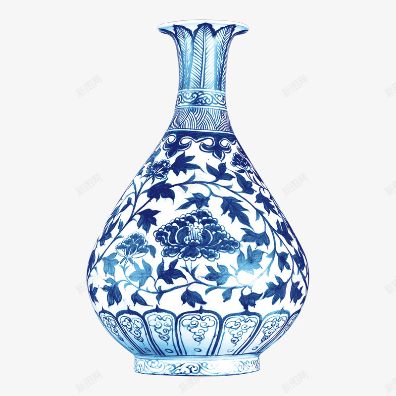 青花瓷图案png免抠素材_新图网 https://ixintu.com 中国元素 中国风 古代花瓶 青花瓷