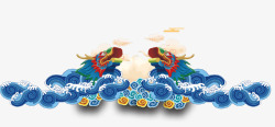 龙抬头中国风PNG图片蓝色大气龙抬头祥云底纹高清图片
