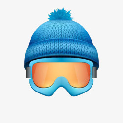 滑雪帽子蓝色毛线针织滑雪帽子高清图片