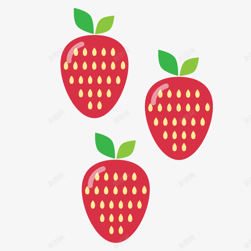 手绘扁平草莓元素png免抠素材_新图网 https://ixintu.com 广告设计 扁平 扁平化食品 水果 草莓 装饰