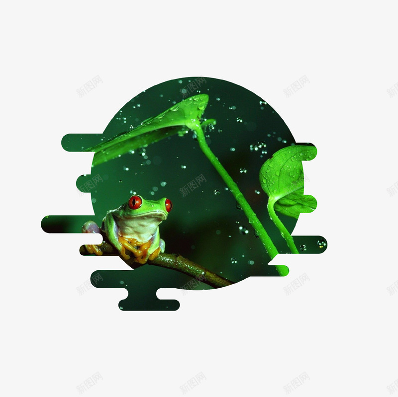 绿色创意夏至图标psd免抠素材_新图网 https://ixintu.com 创意设计 图标 圆形 夏至 绿色 荷叶 青蛙