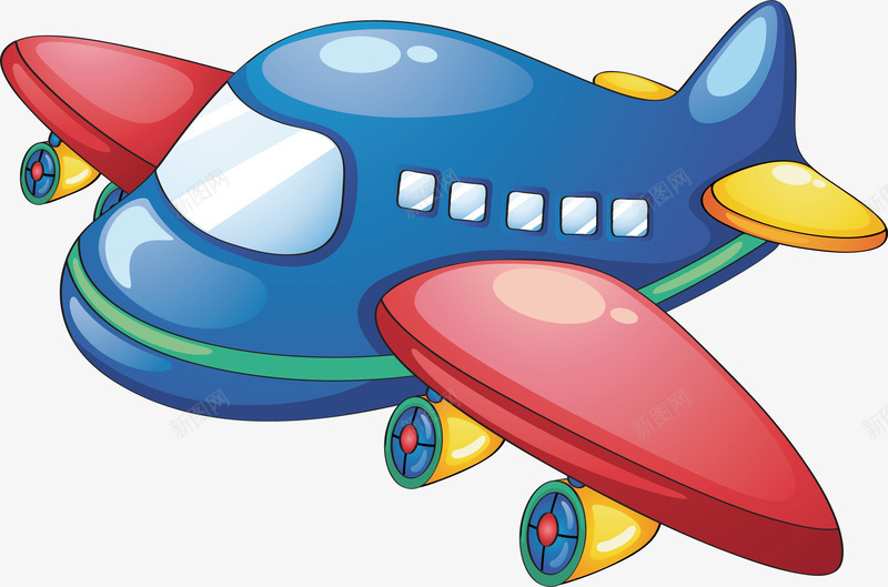 红色翅膀飞机png免抠素材_新图网 https://ixintu.com 卡通飞机 矢量素材 红色翅膀 蓝色飞机 飞机动画