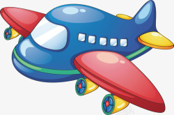 蓝色飞机箱包红色翅膀飞机高清图片