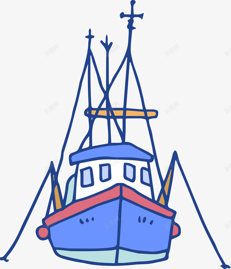 蓝色卡通女孩png免抠素材_新图网 https://ixintu.com 卡通 帆船 木船 水上工具 渔船 渔船插图 渔船矢量 船 蓝色 轮船