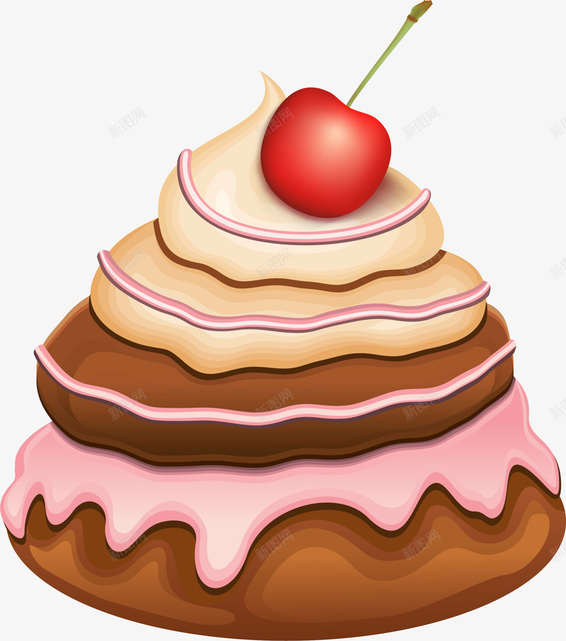 粉色美味蛋糕png免抠素材_新图网 https://ixintu.com 樱桃 清新糕点 甜品店 粉色蛋糕 美味糕点 装饰图案