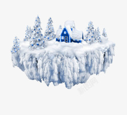 冬季小岛冬季雪悬浮岛高清图片