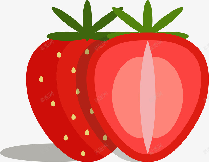 卡通红色草莓矢量图ai免抠素材_新图网 https://ixintu.com 卡通草莓 水果 红色 绿色 草莓 食物 矢量图
