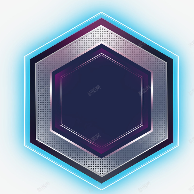 正六边形科技图案png免抠素材_新图网 https://ixintu.com 六角形科技 正六边形 科技感 蓝色 装饰图案