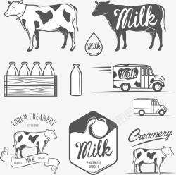 牛奶车牛奶元素矢量图高清图片