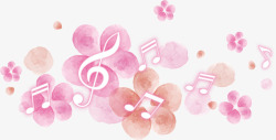 粉色美丽春季花朵音符素材