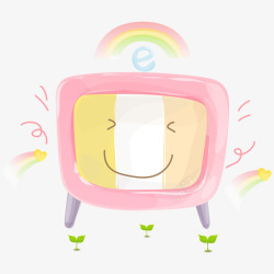 彩虹表情可爱的卡通电视机简图高清图片