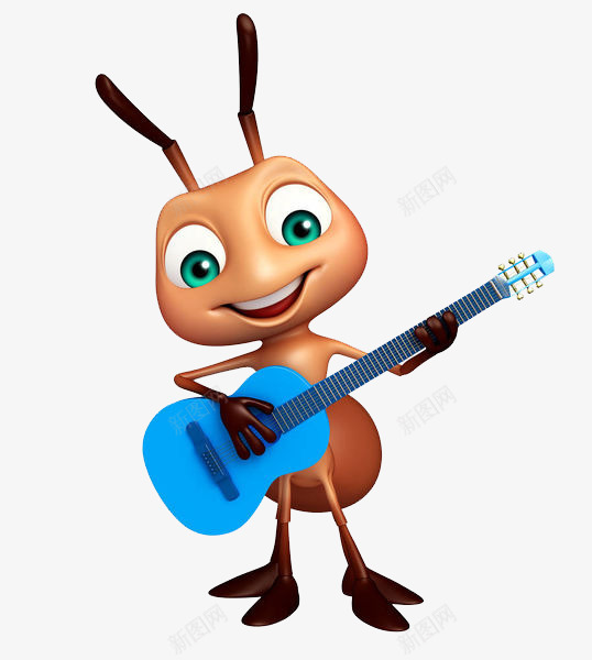 弹吉他的蚂蚁png免抠素材_新图网 https://ixintu.com 卡通 昆虫 白蚁 蚁 蚂蚁