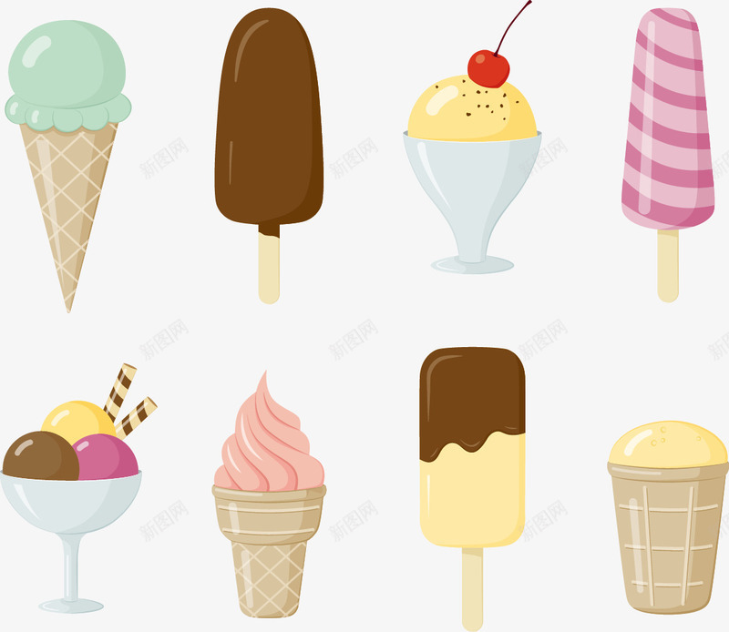 冰淇淋矢量图ai免抠素材_新图网 https://ixintu.com 冰淇淋 冰激凌 甜品 美味冰淇淋 美食 雪糕 矢量图
