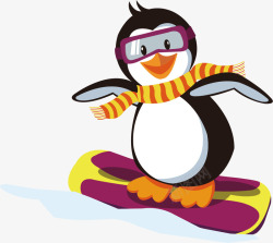 滑雪企鹅滑雪企鹅冬季旅游矢量图高清图片
