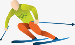 健身运动的人物卡通运动滑雪人物插画矢量图高清图片