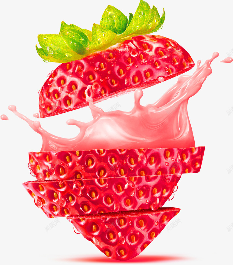 红色简约切片草莓装饰图案png免抠素材_新图网 https://ixintu.com 免抠PNG 切片 简约 红色 草莓 装饰图案