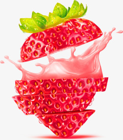 红色简约切片草莓装饰图案素材