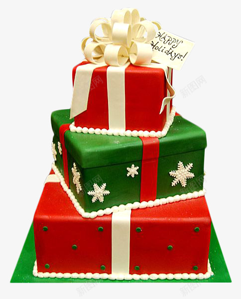 圣诞礼物蛋糕png免抠素材_新图网 https://ixintu.com 三层 圣诞节素材图片 定制蛋糕卡通 甜品 生日 翻糖蛋糕 雪花