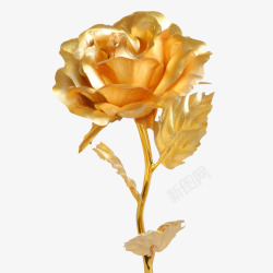 24金玫瑰竖着的金箔玫瑰高清图片