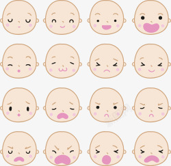 婴儿尿布哭泣表情婴儿头像表情矢量图高清图片