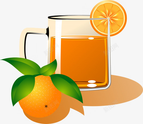 手绘橘子汁png免抠素材_新图网 https://ixintu.com 手绘 果汁 橙子 橙色 水果