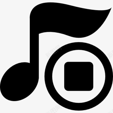 音乐音符符号与停止按钮图标图标