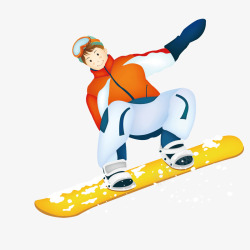卡通矢量雪橇玩滑雪的男生高清图片