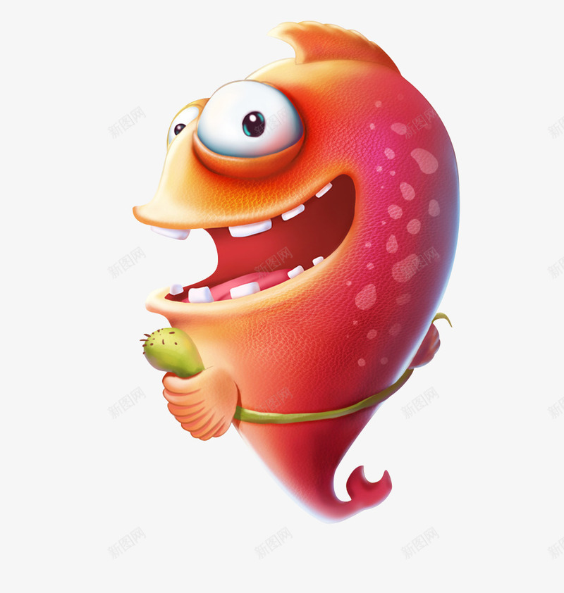 橙色斑点卡通鱼png免抠素材_新图网 https://ixintu.com 卡通 斑点 橙色