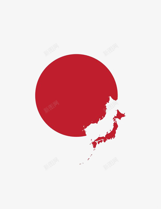 红色太阳png免抠素材_新图网 https://ixintu.com 创意 小日本 日本地图 红太阳 红日