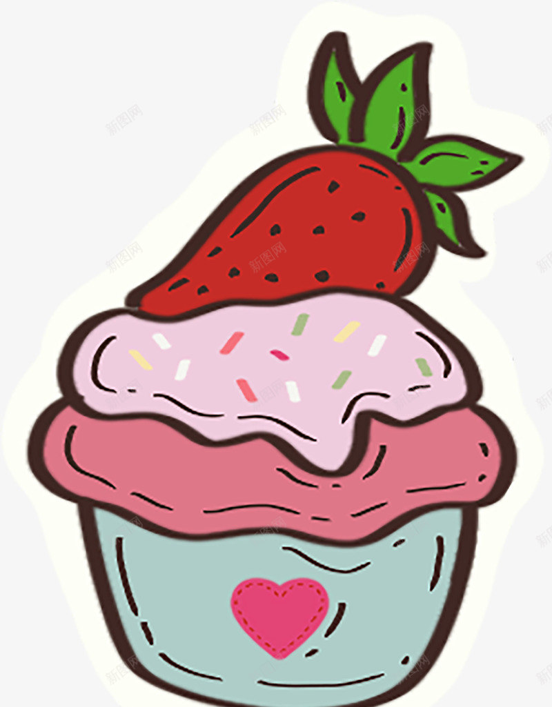 草莓味的冰淇淋png免抠素材_新图网 https://ixintu.com 元素 免扣 素材 艺术